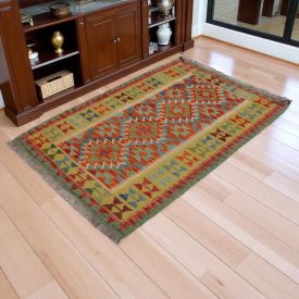 Tapis Kilim laine fait main Chobi 157x106 tapis kilim multicolore