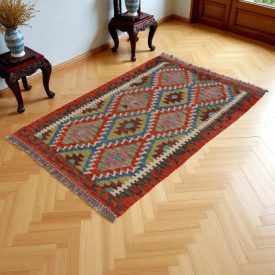 Tapis Kilim laine tissé main Chobi 148x102 tapis kilim multicolore