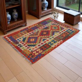Tapis Kilim laine tissé main Chobi 141x100 tapis Kilim afghan