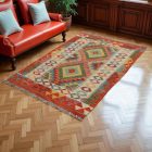 Tapis Kilim laine tissé main Chobi 153x100 tapis kilim multicolore
