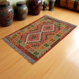 Tapis Kilim laine tissé main Chobi 148x100 tapis kilim multicolore