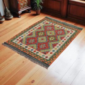 Tapis Kilim laine fait main Chobi 145x103 tapis kilim multicolore