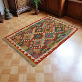Tapis Kilim laine tissé main Chobi 147x101 tapis kilim multicolore