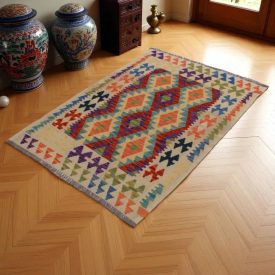 Tapis Kilim laine tissé main Chobi 152x102 tapis Kilim afghan