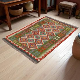Tapis Kilim laine fait main Chobi 145x103 tapis kilim multicolore