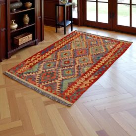 Tapis Kilim laine tissé main Chobi 138x101 tapis Kilim afghan