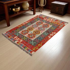 Tapis Kilim laine fait main Chobi 144x98 tapis kilim multicolore