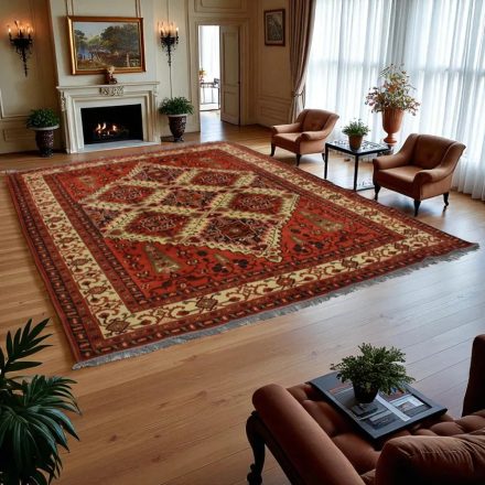 Tapis afghan Ersari 262x353 brun fait main pour salon
