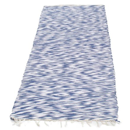 Tapis chiffon 74x201 bleue-blanc tapis de chiffon en coton
