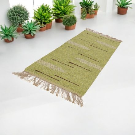 Tapis chiffon 80x270 tapis coureur en coton vert