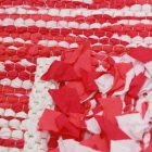 Tapis chiffon 70x143 tapis en coton rouge