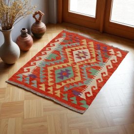 Tapis Kilim Chobi 64x90 kilim en laine afghane tissé main