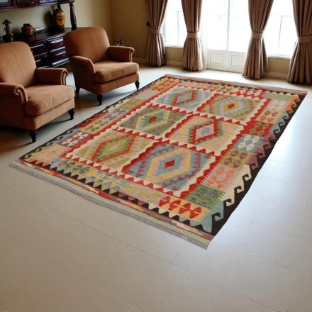 Tapis kilim ethnique Chobi 248x176 kilim en laine afghane tissé main