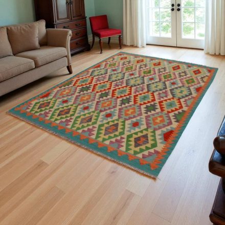 Tapis kilim ethnique ethnique Chobi 245x176 kilim en laine afghane tissé main