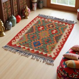 Tapis Kilim Chobi 90x65 kilim en laine afghane tissé main