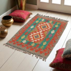 Tapis Kilim Chobi 79x62 kilim en laine afghane tissé main