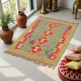 Tapis Kilim Chobi 90x56 kilim en laine afghane tissé main