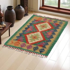 Tapis Kilim Chobi 92x63 kilim en laine afghane tissé main