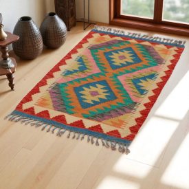 Tapis Kilim Chobi 93x62 kilim en laine afghane tissé main