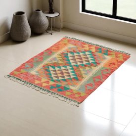 Tapis Kilim Chobi 88x60 kilim en laine afghane tissé main