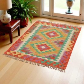 Tapis Kilim Chobi 77x124 kilim en laine afghane tissé main