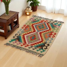 Tapis Kilim Chobi 94x58 kilim en laine afghane tissé main