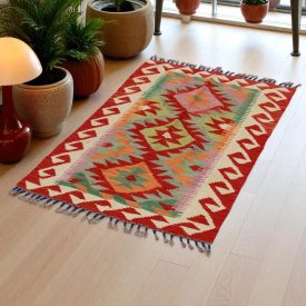 Tapis Kilim Chobi 152x101 Kilim afghan en laine tissé à la main