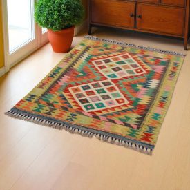Tapis Kilim Chobi 114x77 Kilim afghan en laine tissé à la main