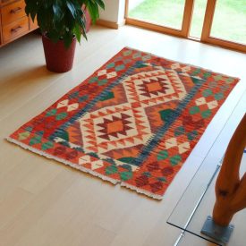   Tapis Kilim Chobi 114x77 Kilim afghan en laine tissé à la main