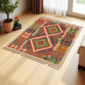 Tapis Kilim Chobi 144x106 kilim en laine afghane tissé main