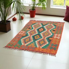 Tapis Kilim Chobi 149x103 Kilim afghan en laine tissé à la main