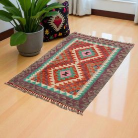 Tapis Kilim Chobi 148x102 Kilim afghan en laine tissé à la main