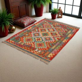 Tapis Kilim Chobi 119x89 kilim en laine afghane tissé main