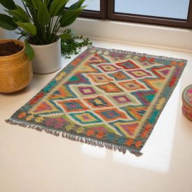 Tapis Kilim Chobi 117x87 kilim en laine afghane tissé main