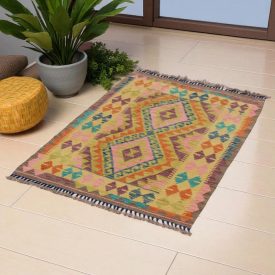 Tapis Kilim Chobi 118x88 kilim en laine afghane tissé main