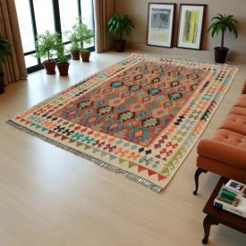 Tapis Kilim tissé main Chobi 205x288 tapis Kilim afghan