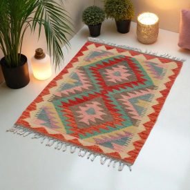 Tapis Kilim Chobi 149x105 Kilim afghan en laine tissé à la main