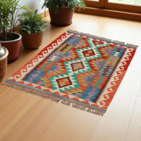   Tapis Kilim tissé main 126x88 Kilim afghan en laine tissé à la main