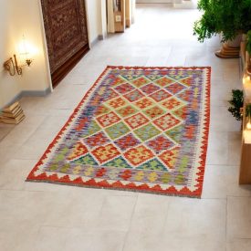  Tapis de course kilim Chobi 110x200 Kilim afghan tissé à la main