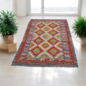 Tapis Kilim en laine Chobi 100x200 Kilim afghan tissé main