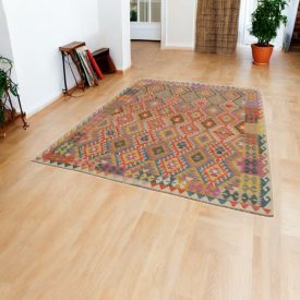 Kilim afghan Chobi 207x292 tapis Kelim tissé à la main