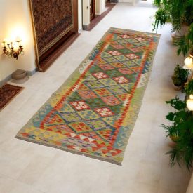   Tapis de couloir Kilim en laine Chobi 79x292 Kilim afghan tissé main