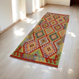 Tapis Kilim tissé main 88x290 tapis Kilim en laine afghan