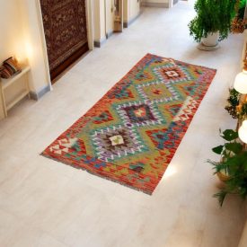   Tapis de course kilim Chobi 65x191 Kilim afghan tissé à la main