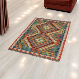 Kilim Chobi tapis 85x119 laine tissé main Afghan