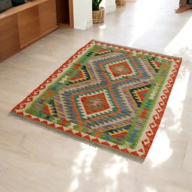   Tapis Kilim afghan Chobi 110x161 Kelim ethnique tissé à la main