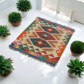 Tapis Kilim tissé main Chobi 62x87 Kilim afghan en laine