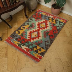 Tapis Kilim afghan Chobi 61x81 Kilim en laine tissé à la main