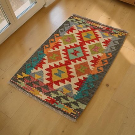 Tapis Kilim ethnique Chobi 62x87 Kilim en laine tissé à la main
