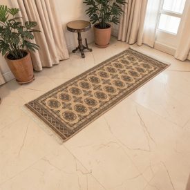   Tapis de couloir beige Bokhara 167x63 tapis pakistanais fait main